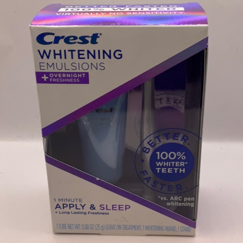 New! Crest Whitening Emulsions + Overnight Freshness Apply & Sleep, Exp-9/2023